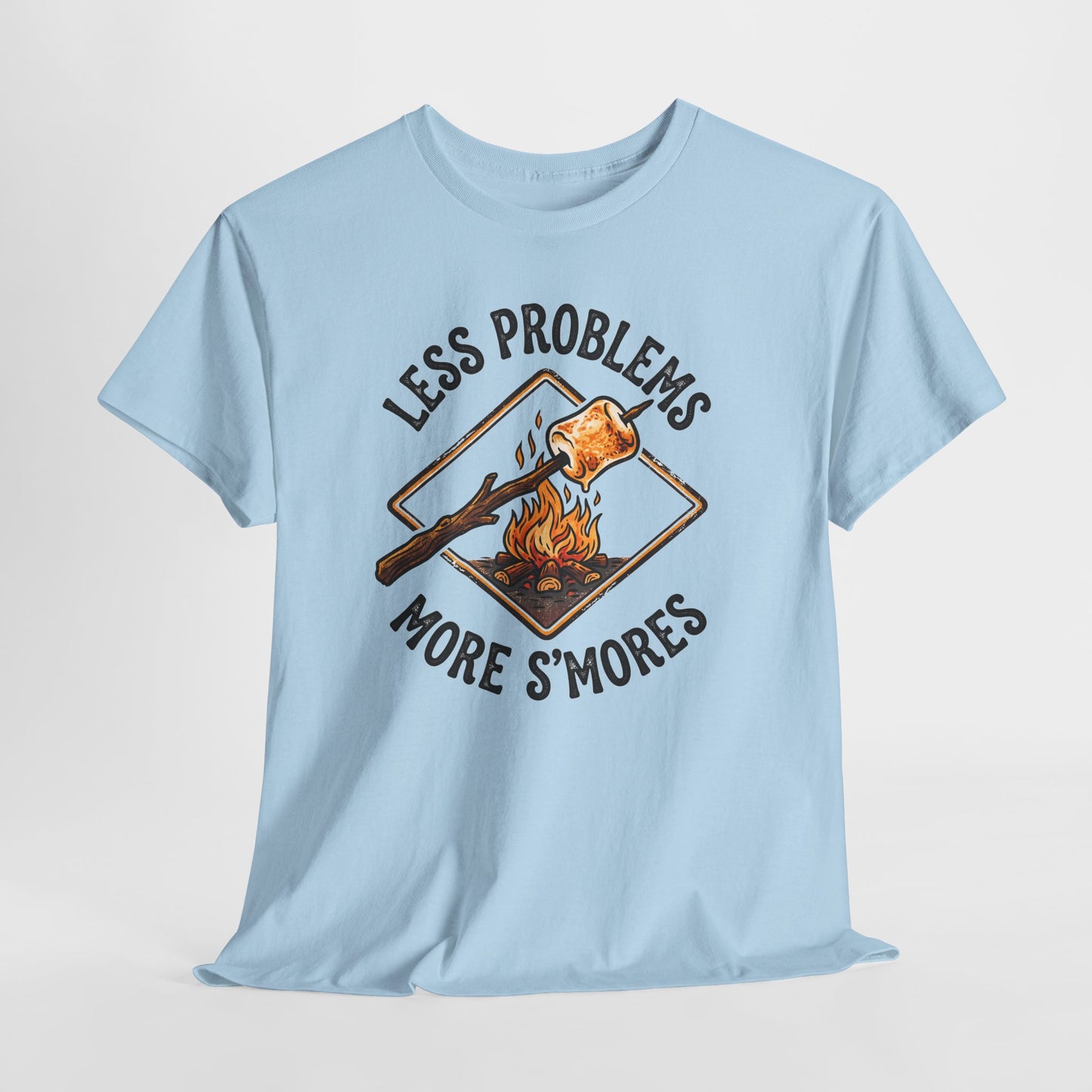 S'mores Camping T-Shirt - "Less Problems, More S'mores" Retro Campfire Tee