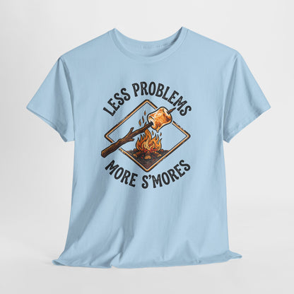 S'mores Camping T-Shirt - "Less Problems, More S'mores" Retro Campfire Tee