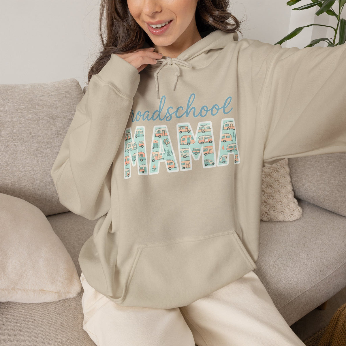 Roadschool Mama: Whimsical RV Education Design Funny Camping Hoodie