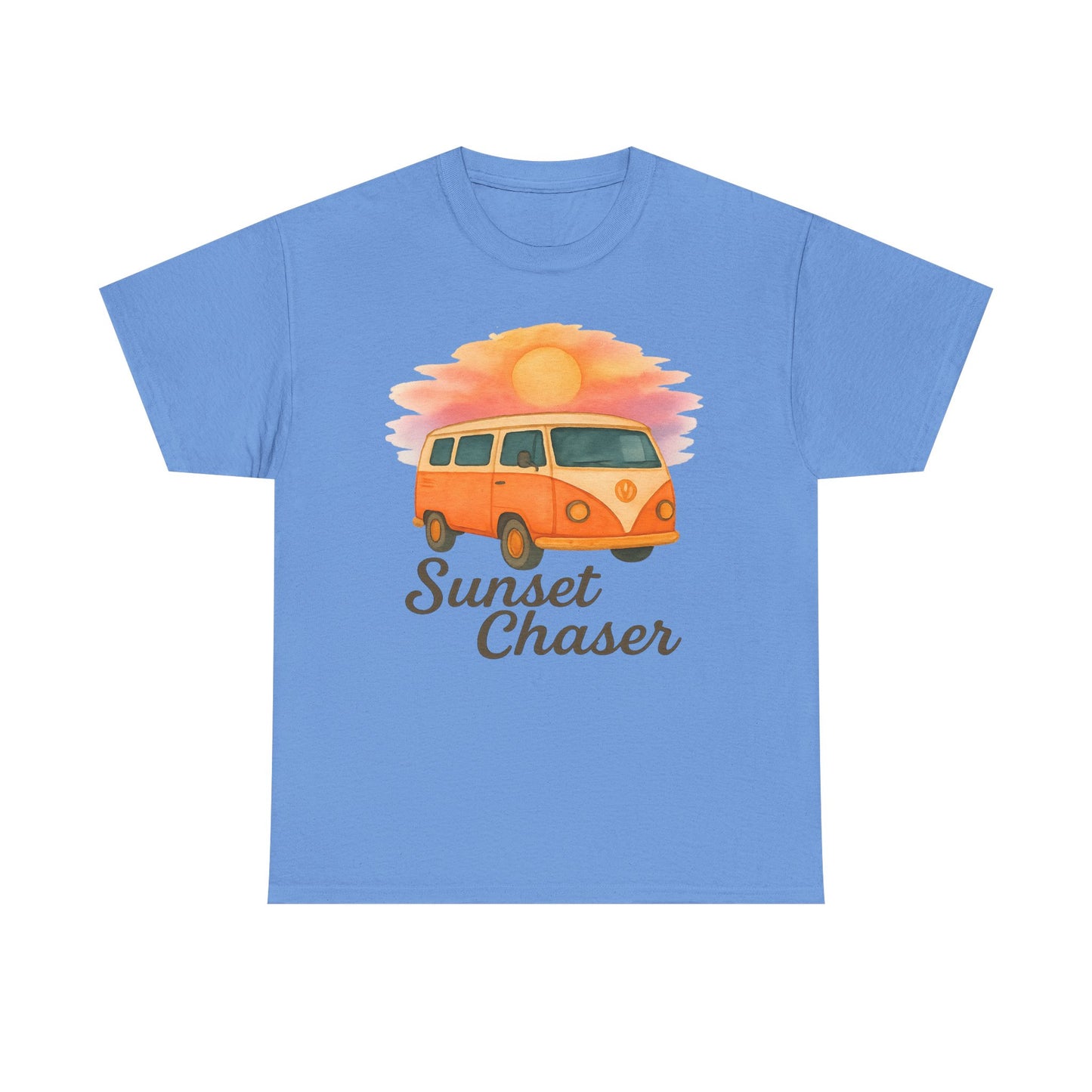 Sunset Chaser: Retro Bus Camping Gildan Tee