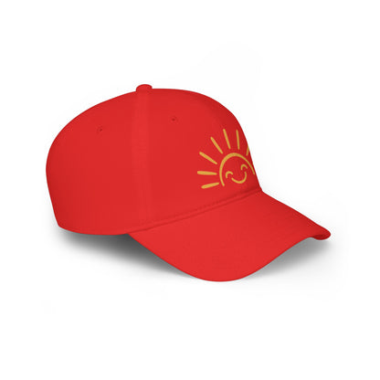 Smiling Sun Baseball Cap — Cheerful Embroidered Low Profile Hat