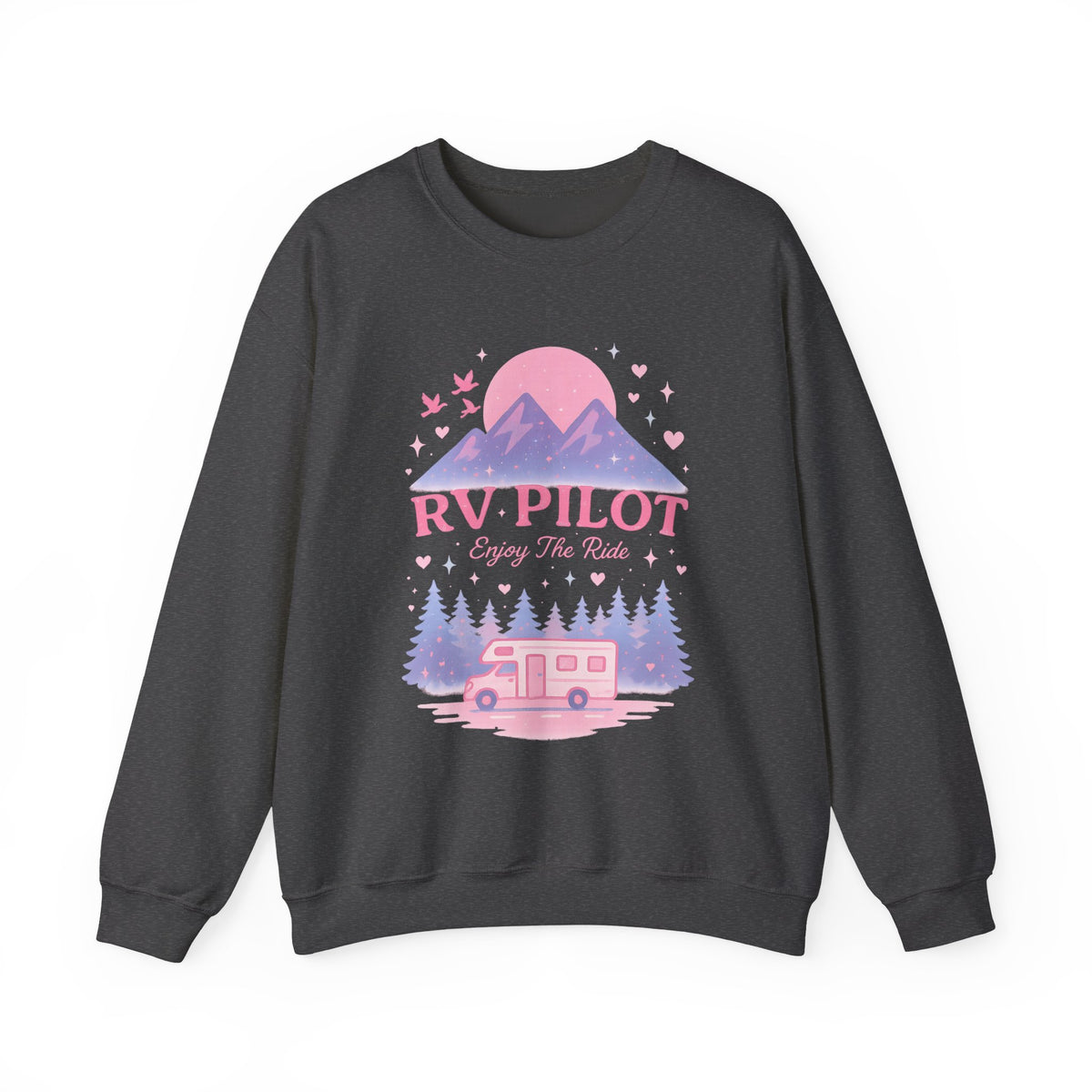 Moonlit RV Adventure: Pastel Pixel Camping Scene Funny Camping Sweatshirt