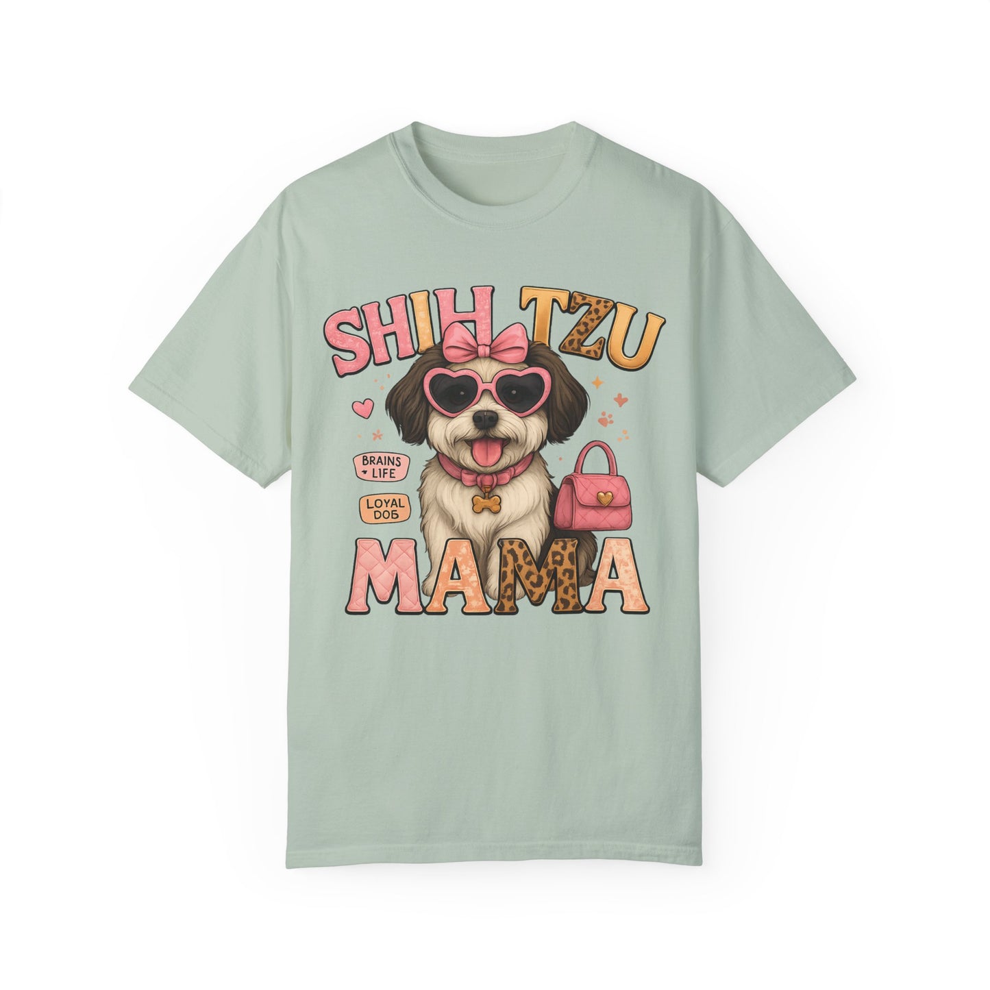 Shih Tzu Mama: Adorable Dog in Pink Sunglasses Comfort Colors