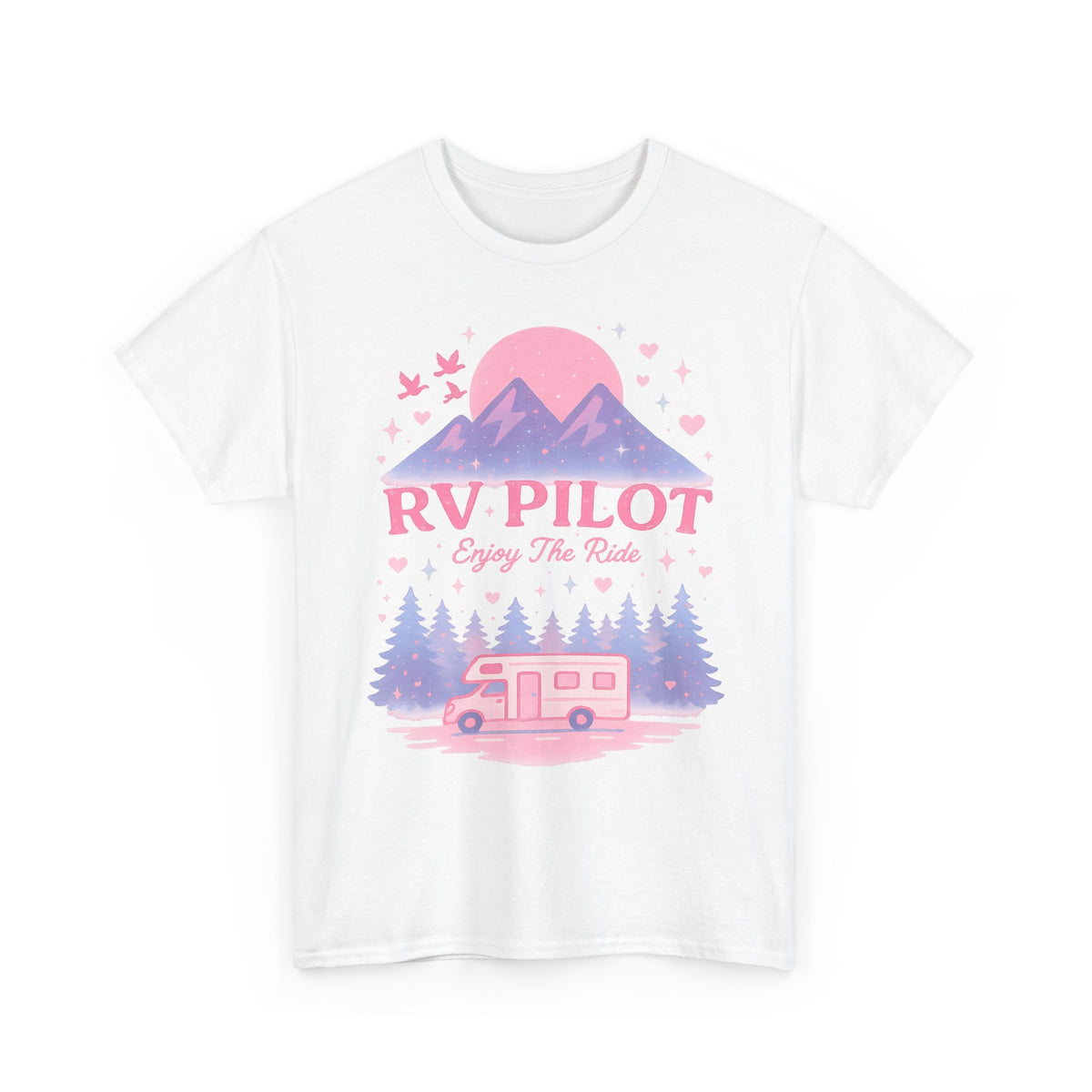 Moonlit RV Adventure: Pastel Pixel Camping Scene Funny Camping Tee