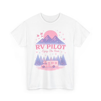 Moonlit RV Adventure: Pastel Pixel Camping Scene Funny Camping Tee