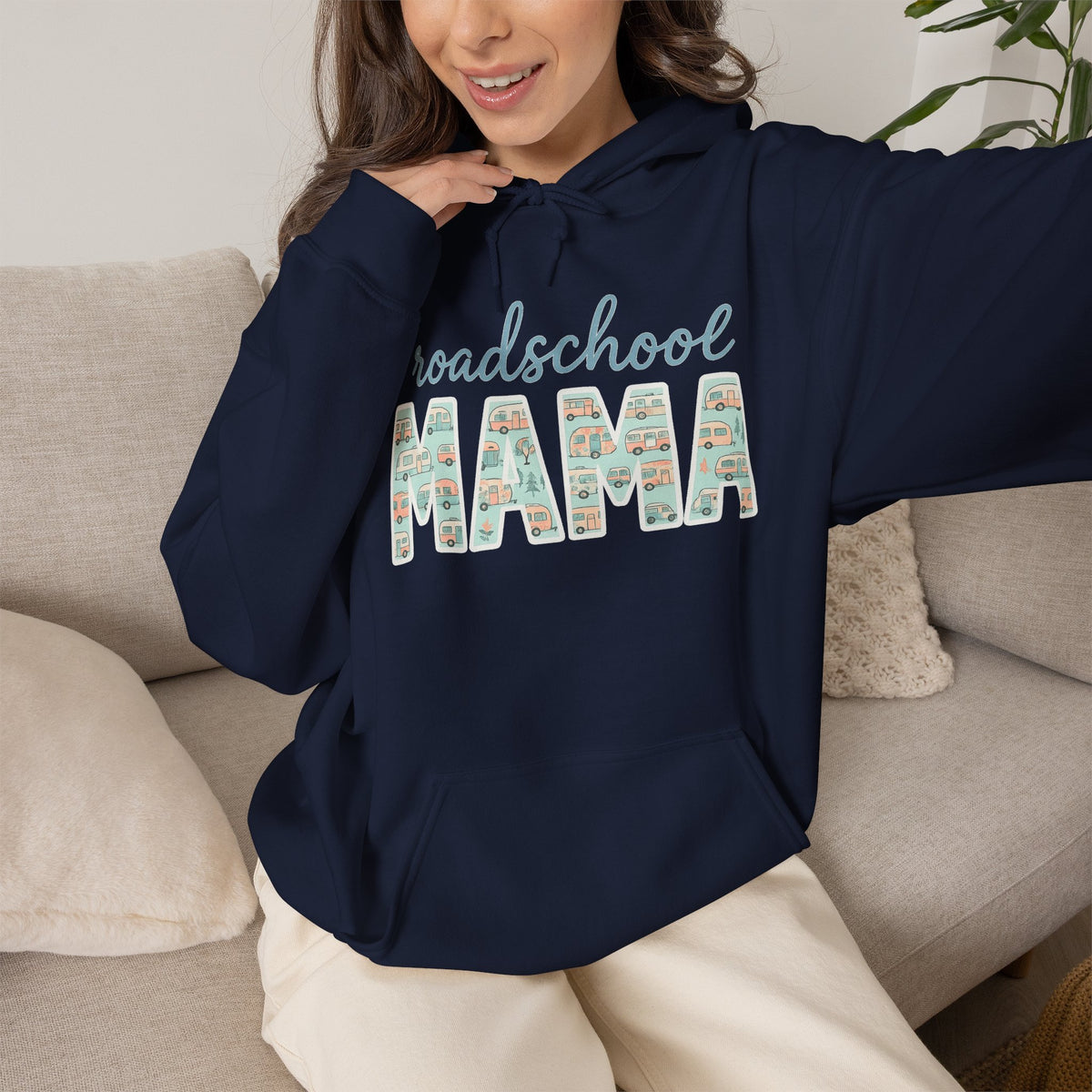 Roadschool Mama: Whimsical RV Education Design Funny Camping Hoodie