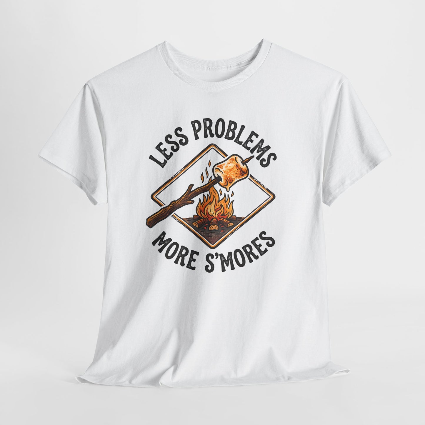 S'mores Camping T-Shirt - "Less Problems, More S'mores" Retro Campfire Tee