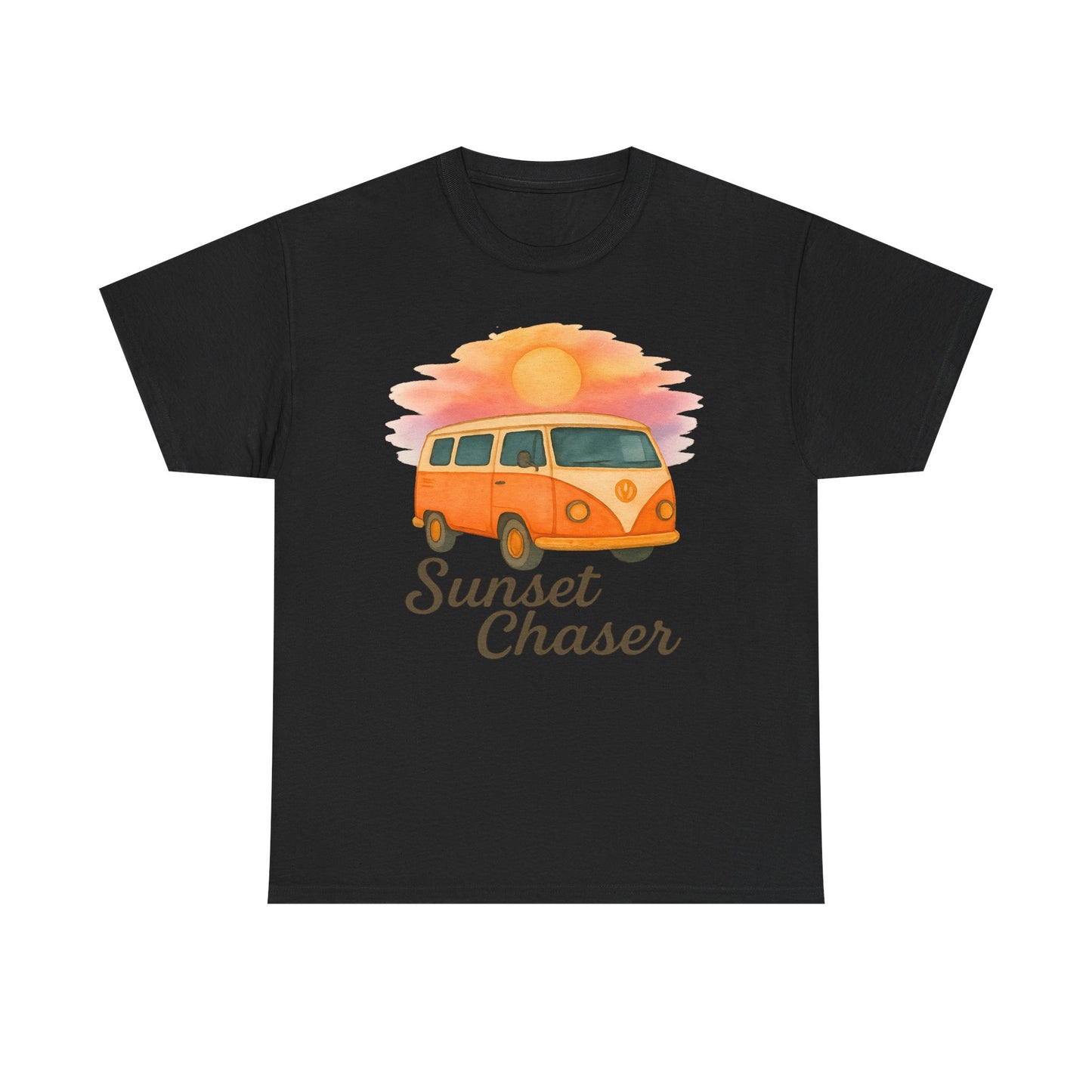 Sunset Chaser: Retro Bus Camping Gildan Tee