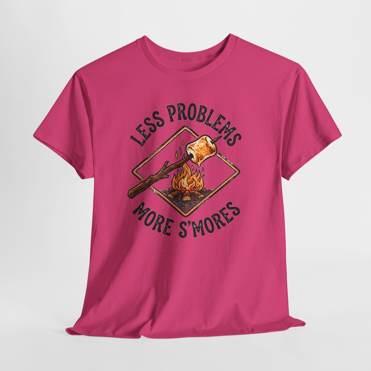 S'mores Camping T-Shirt - "Less Problems, More S'mores" Retro Campfire Tee