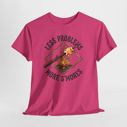 S'mores Camping T-Shirt - "Less Problems, More S'mores" Retro Campfire Tee