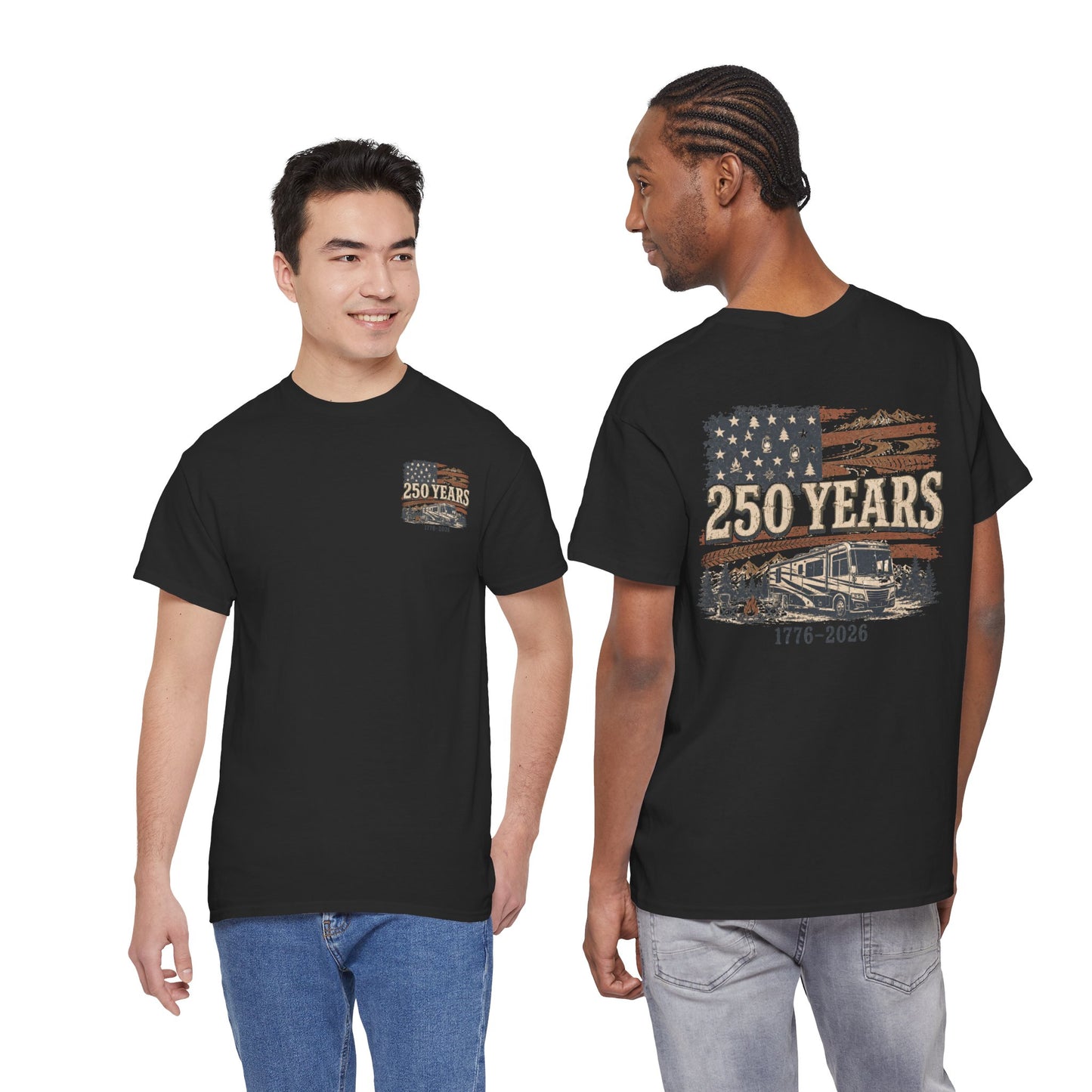 250 Years 1776–2026 American Flag RV T-Shirt