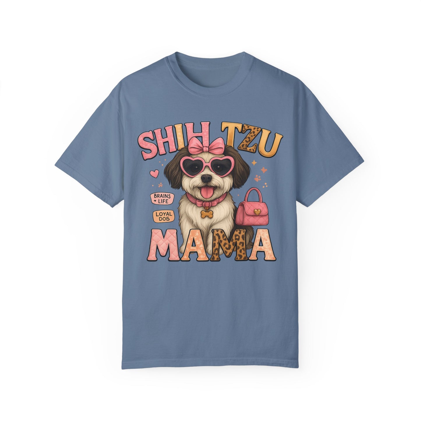 Shih Tzu Mama: Adorable Dog in Pink Sunglasses Comfort Colors