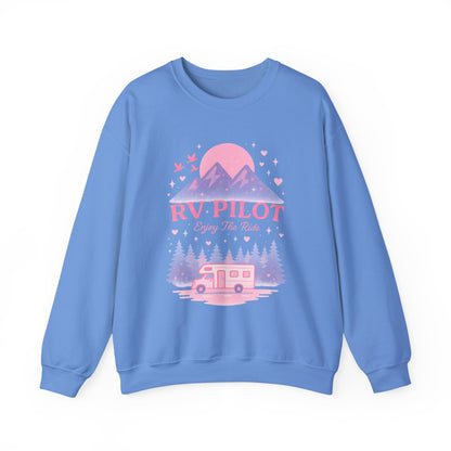 Moonlit RV Adventure: Pastel Pixel Camping Scene Funny Camping Sweatshirt