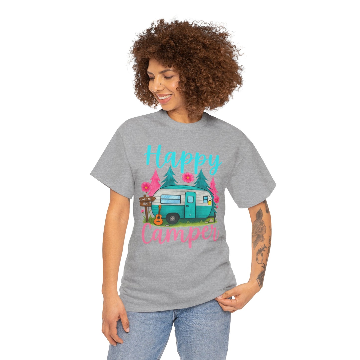 Happy Camper T‑Shirt – Cute Retro Trailer Camping Graphic Tee