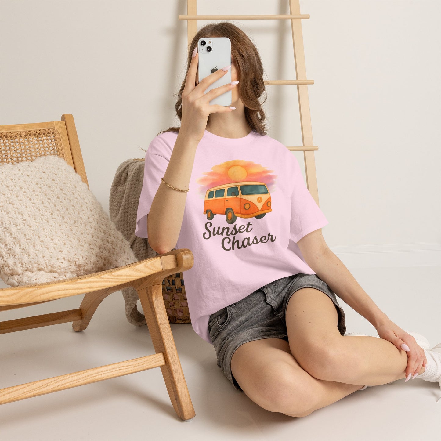 Sunset Chaser: Retro Bus Camping Gildan Tee