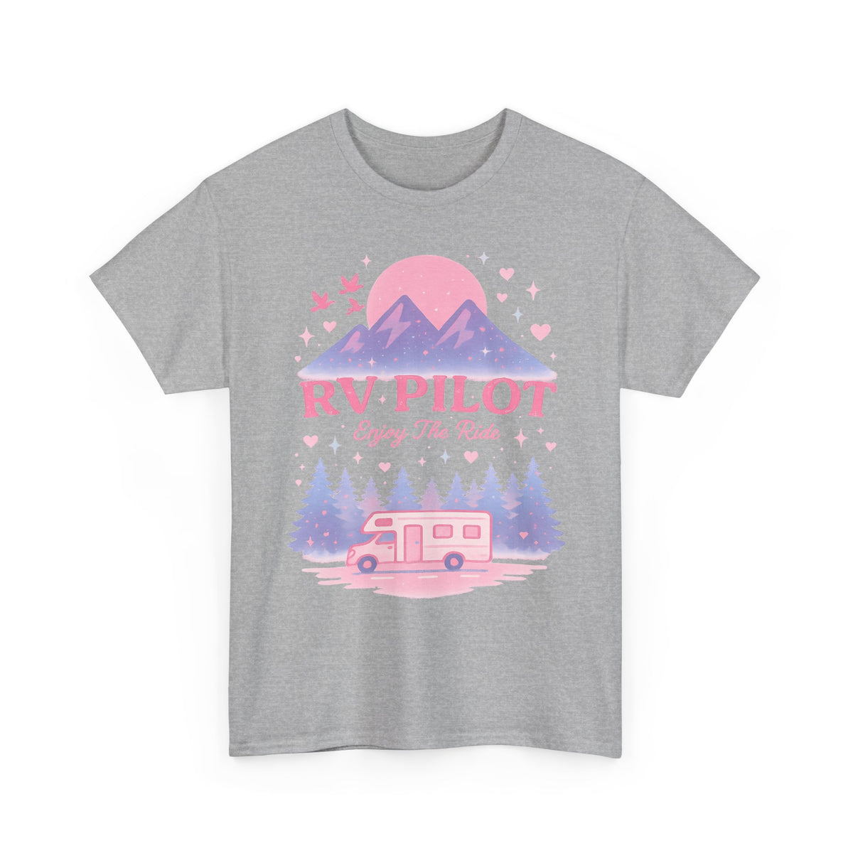 Moonlit RV Adventure: Pastel Pixel Camping Scene Funny Camping Tee