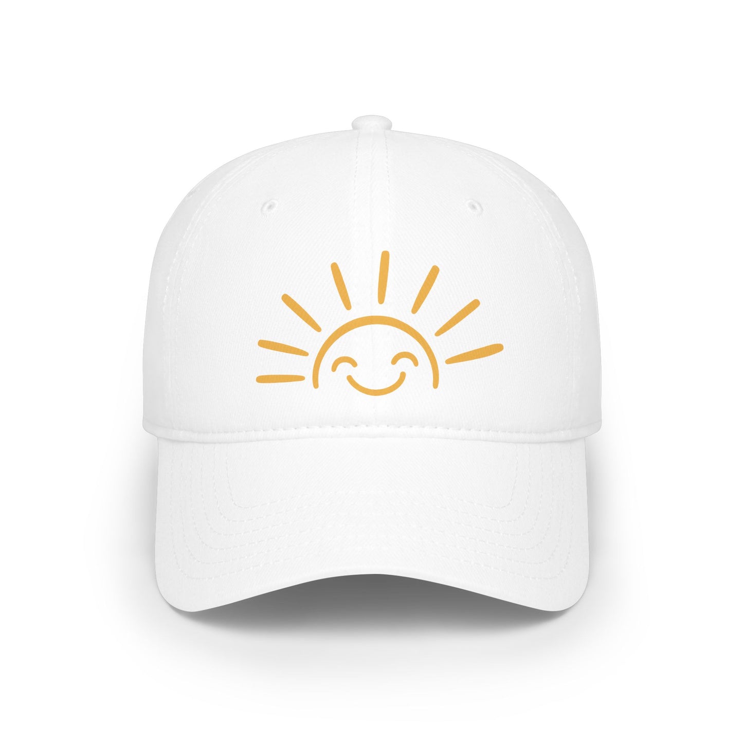 Smiling Sun Baseball Cap — Cheerful Embroidered Low Profile Hat