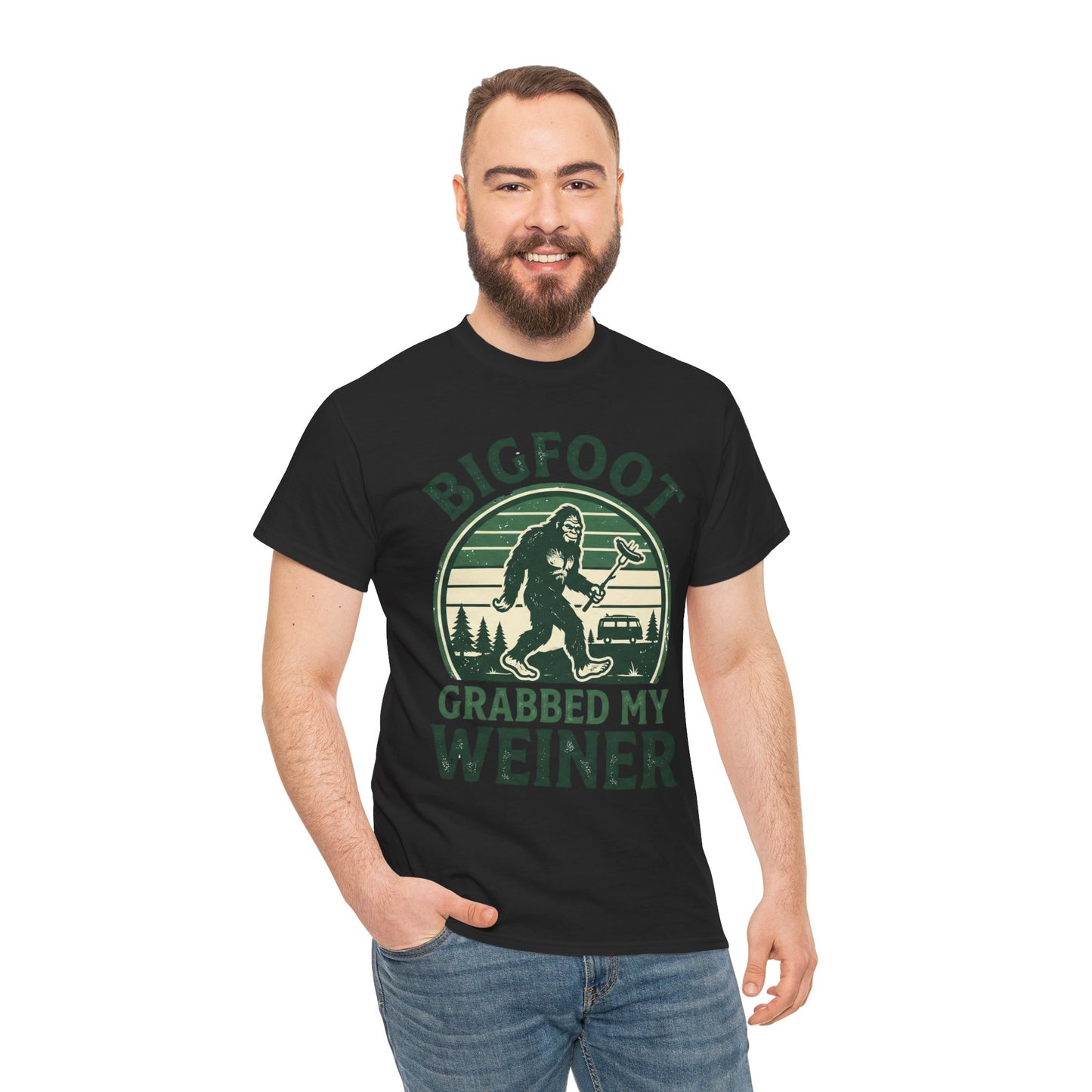 Bigfoot Grabbed My Weiner Retro Camping Tee