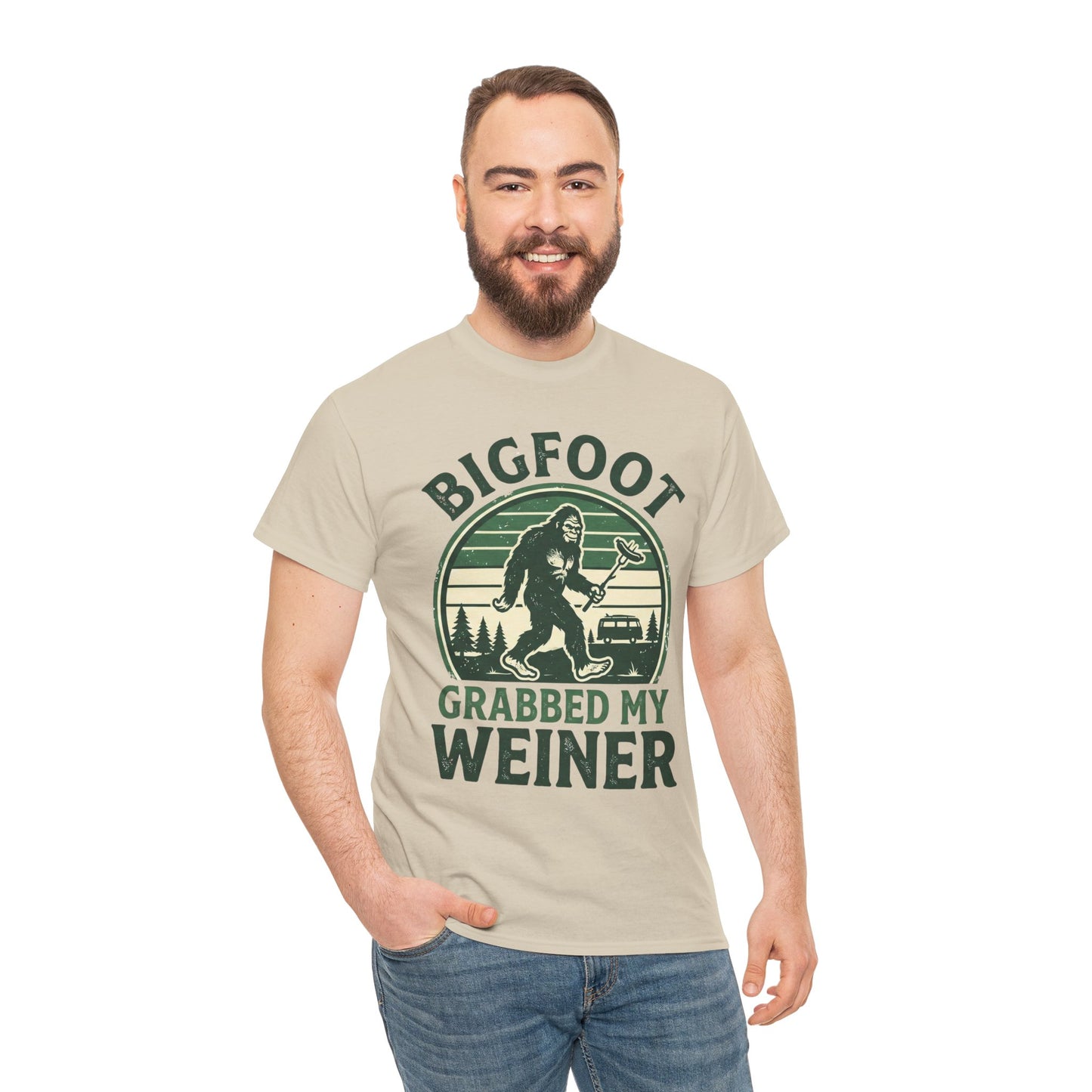 Bigfoot Grabbed My Weiner Retro Camping Tee