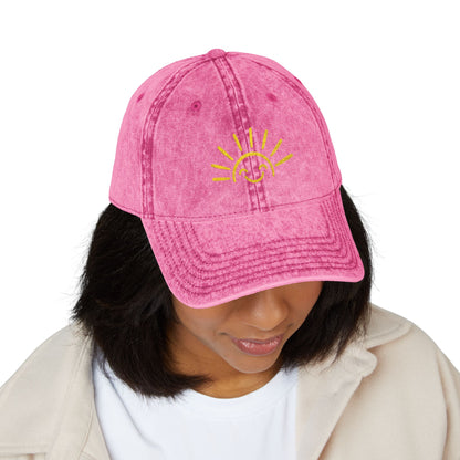 Vintage Embroidered Sun Cap — Smile Sunshine Baseball Hat