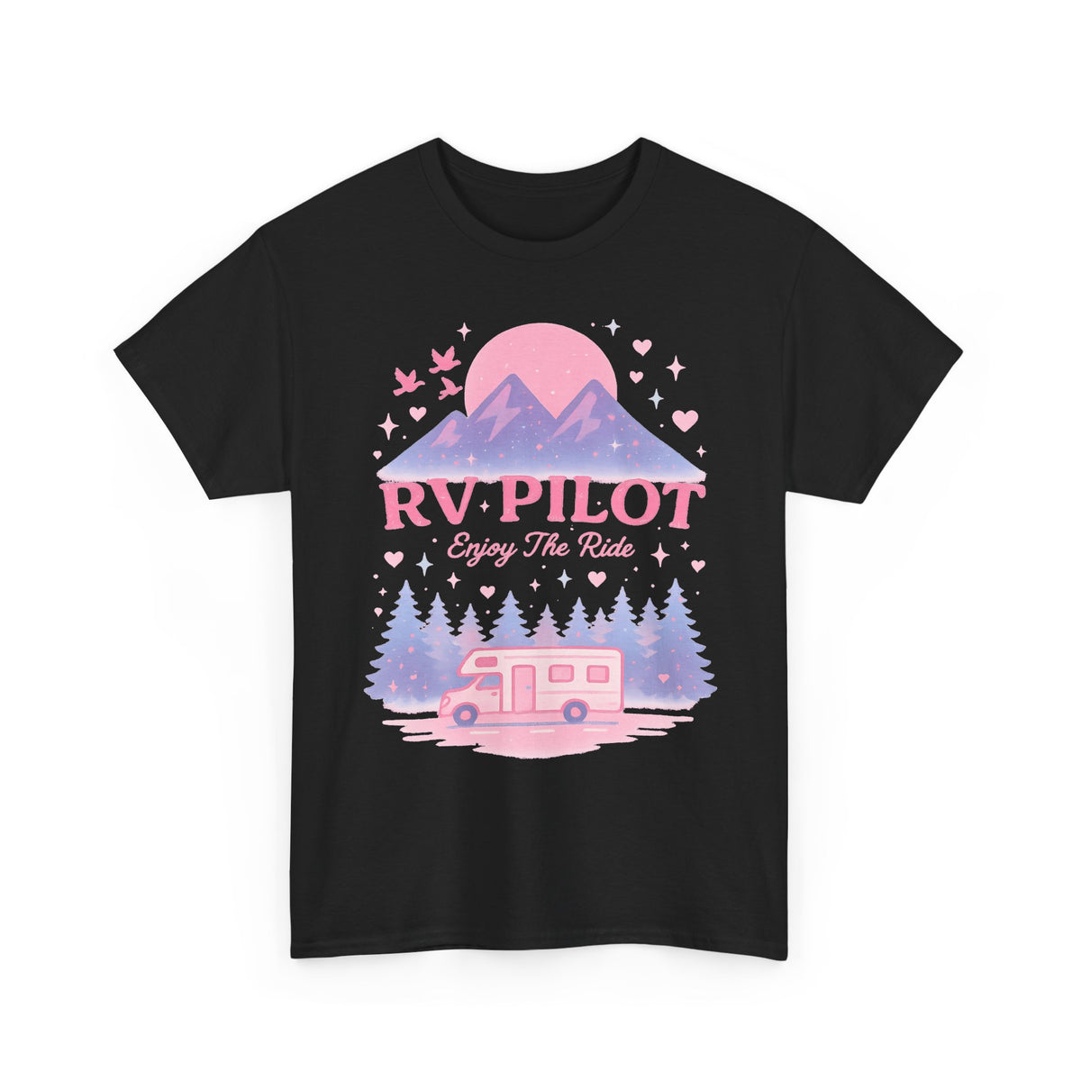 Moonlit RV Adventure: Pastel Pixel Camping Scene Funny Camping Tee
