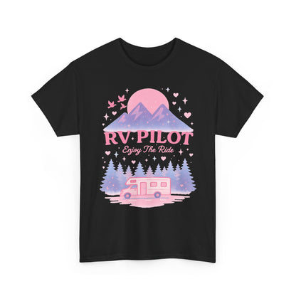 Moonlit RV Adventure: Pastel Pixel Camping Scene Funny Camping Tee