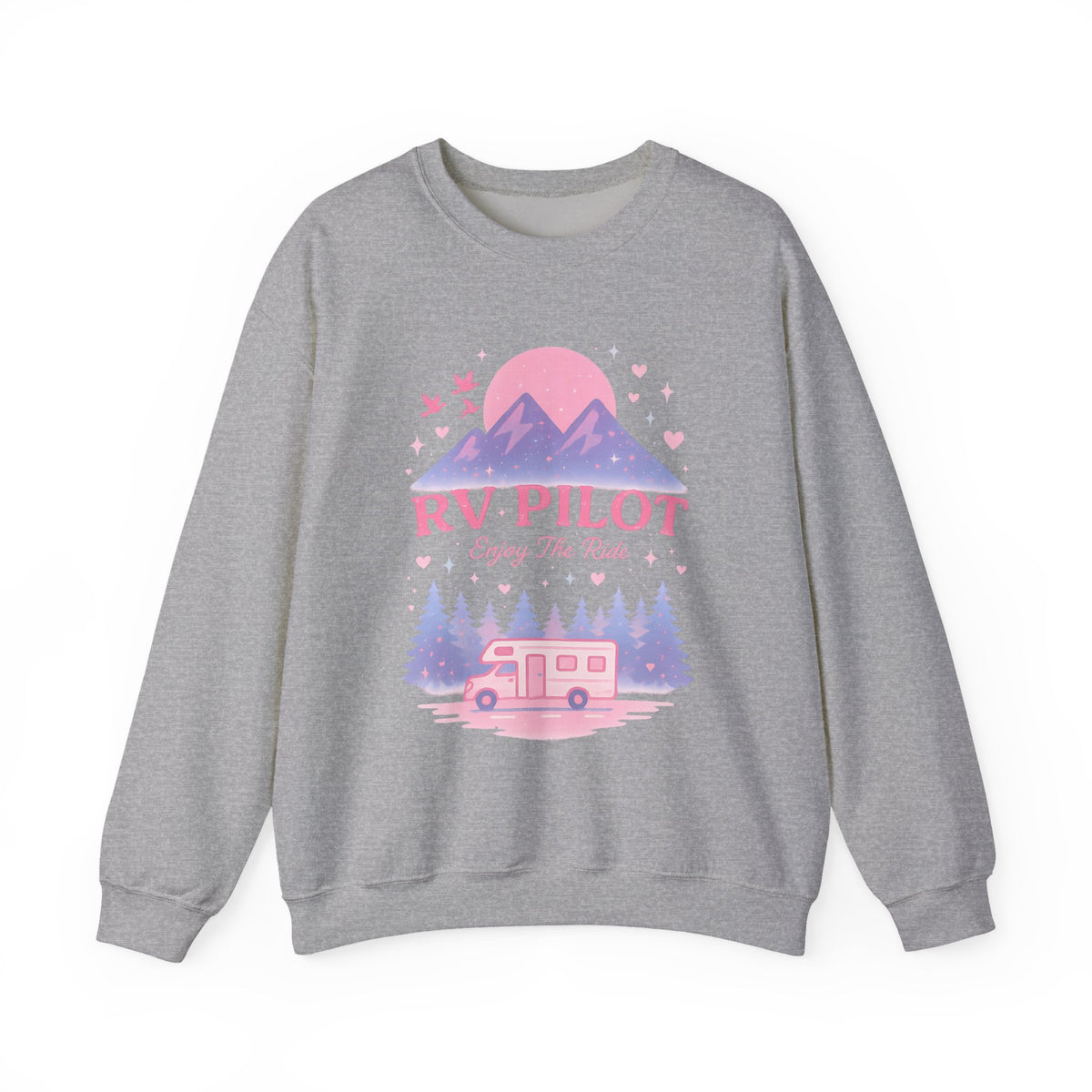 Moonlit RV Adventure: Pastel Pixel Camping Scene Funny Camping Sweatshirt