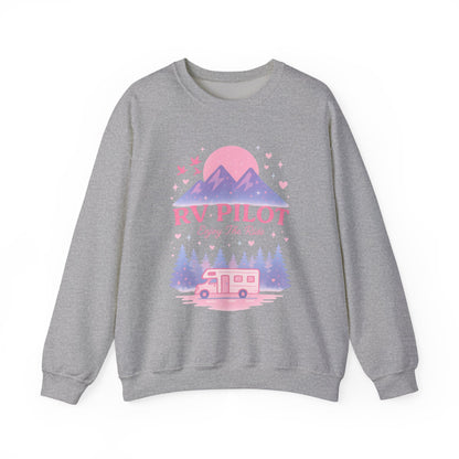 Moonlit RV Adventure: Pastel Pixel Camping Scene Funny Camping Sweatshirt