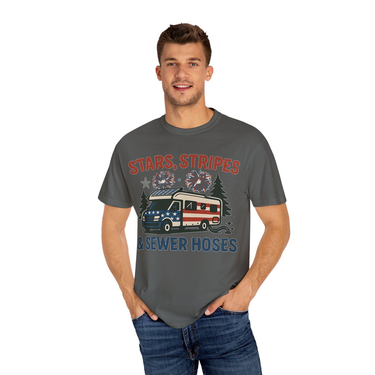 Stars, Stripes & Sewer Hoses: Patriotic RV Camping Illustration Comfort Colors