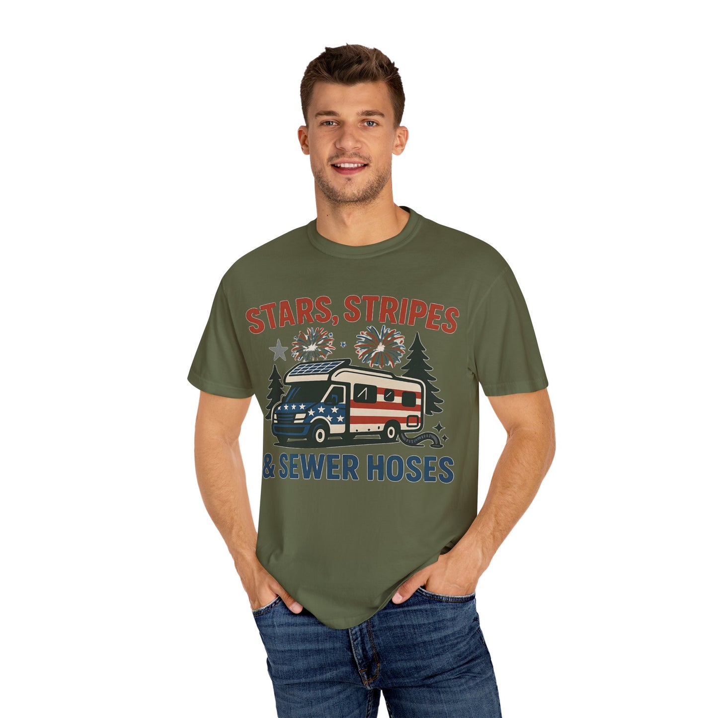 Stars, Stripes & Sewer Hoses: Patriotic RV Camping Illustration Comfort Colors