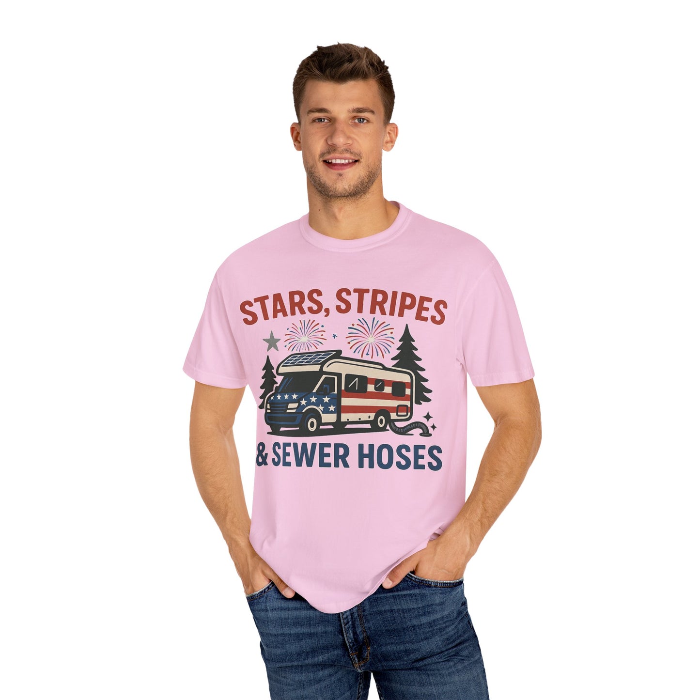 Stars, Stripes & Sewer Hoses: Patriotic RV Camping Illustration Comfort Colors