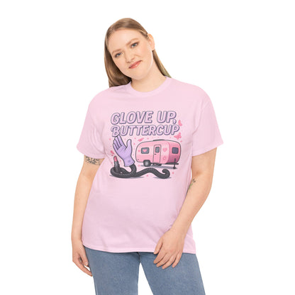 Glove Up, Buttercup: Empowering Female Campers Gildan Tee