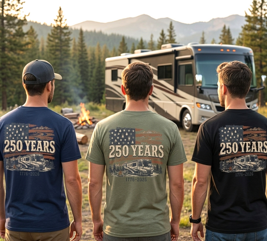 250 Years 1776–2026 American Flag RV T-Shirt