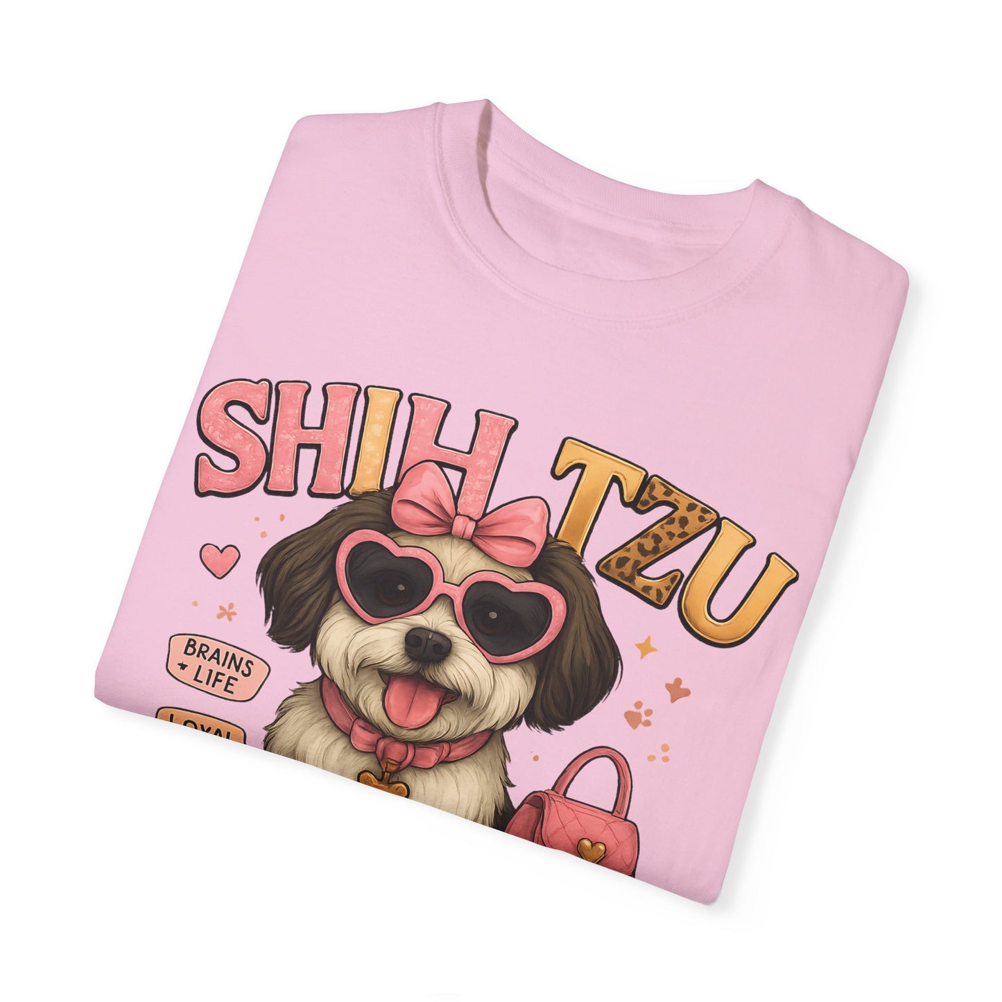 Shih Tzu Mama: Adorable Dog in Pink Sunglasses Comfort Colors