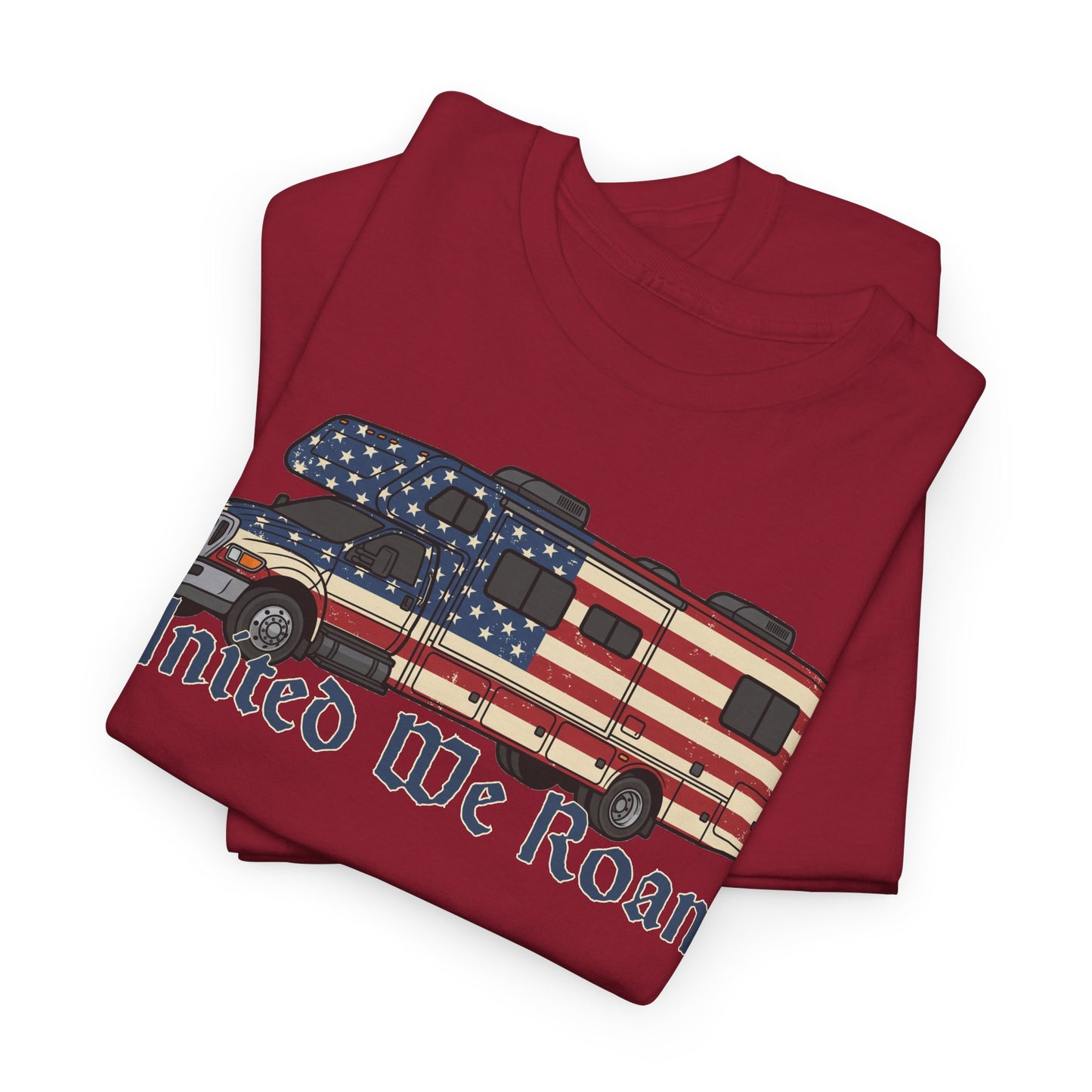 United We Roam Super-C RV | Patriotic Camper Tee