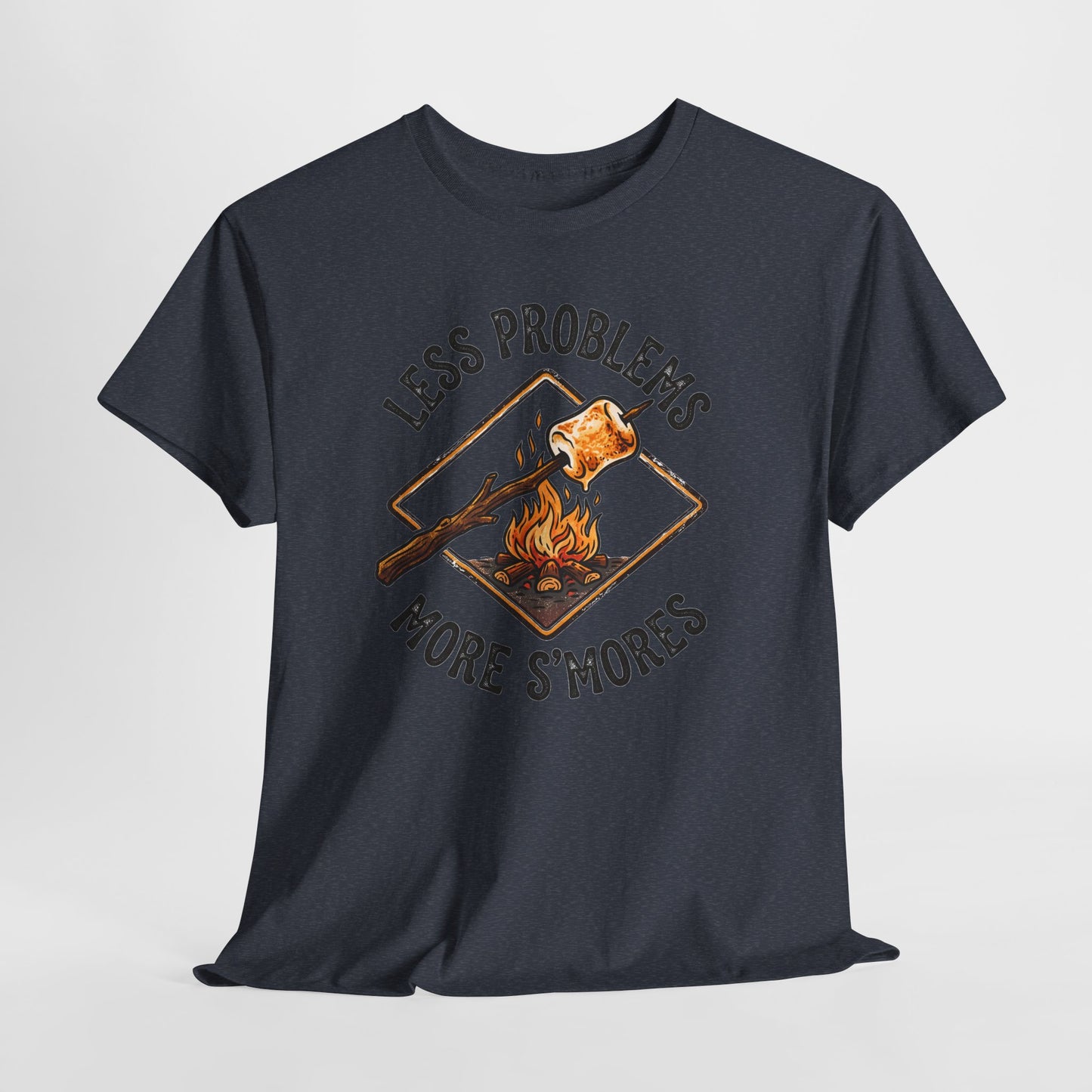 S'mores Camping T-Shirt - "Less Problems, More S'mores" Retro Campfire Tee