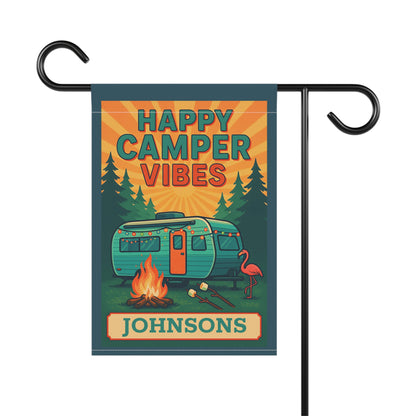 Happy Camper Vibes Garden Flag — Personalized Camping Banner