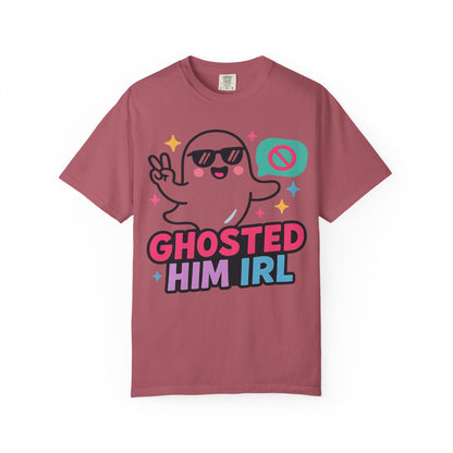 Ghosted Him IRL: Trendy Cartoon Ghost Illustration Comfort Colors Single Ladies