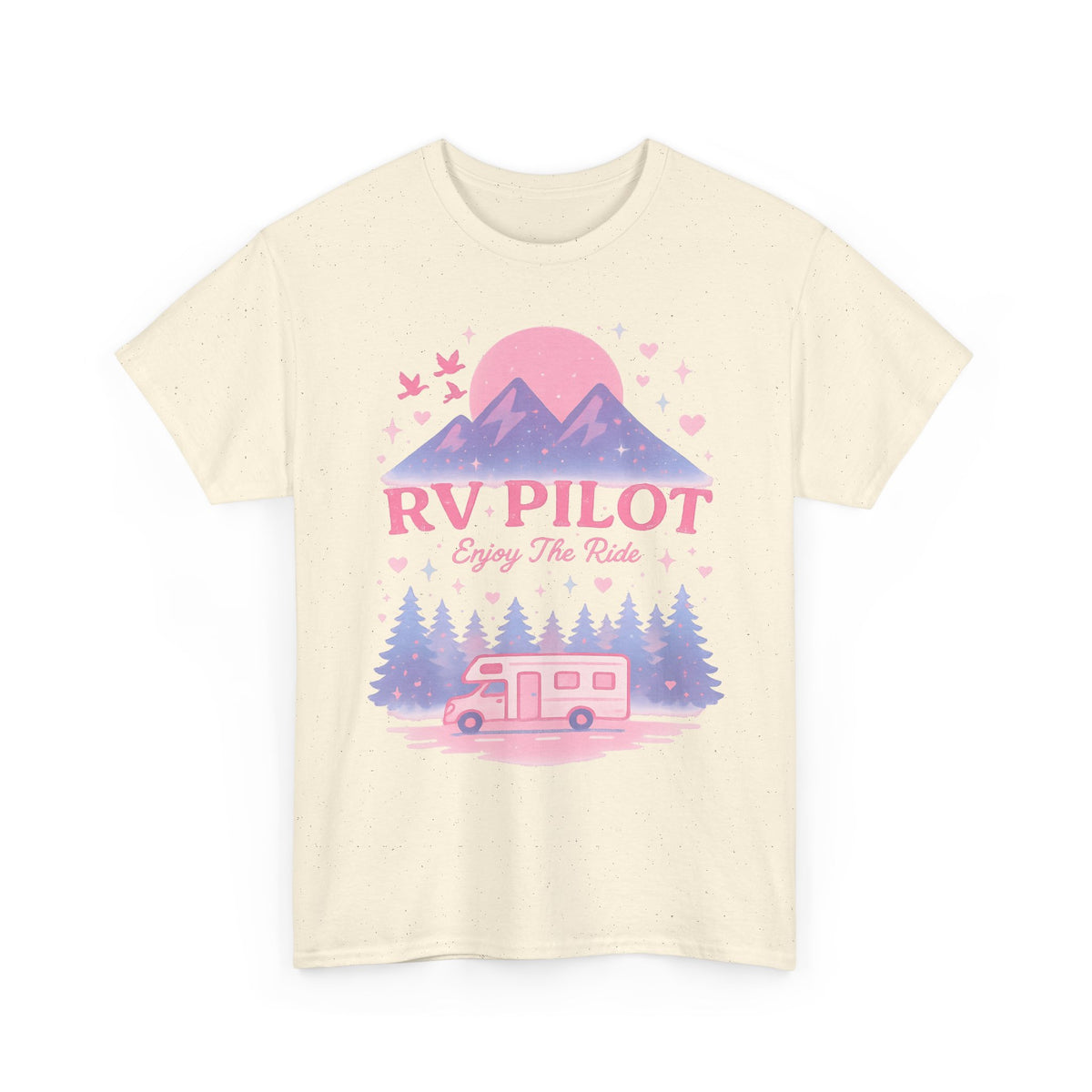 Moonlit RV Adventure: Pastel Pixel Camping Scene Funny Camping Tee