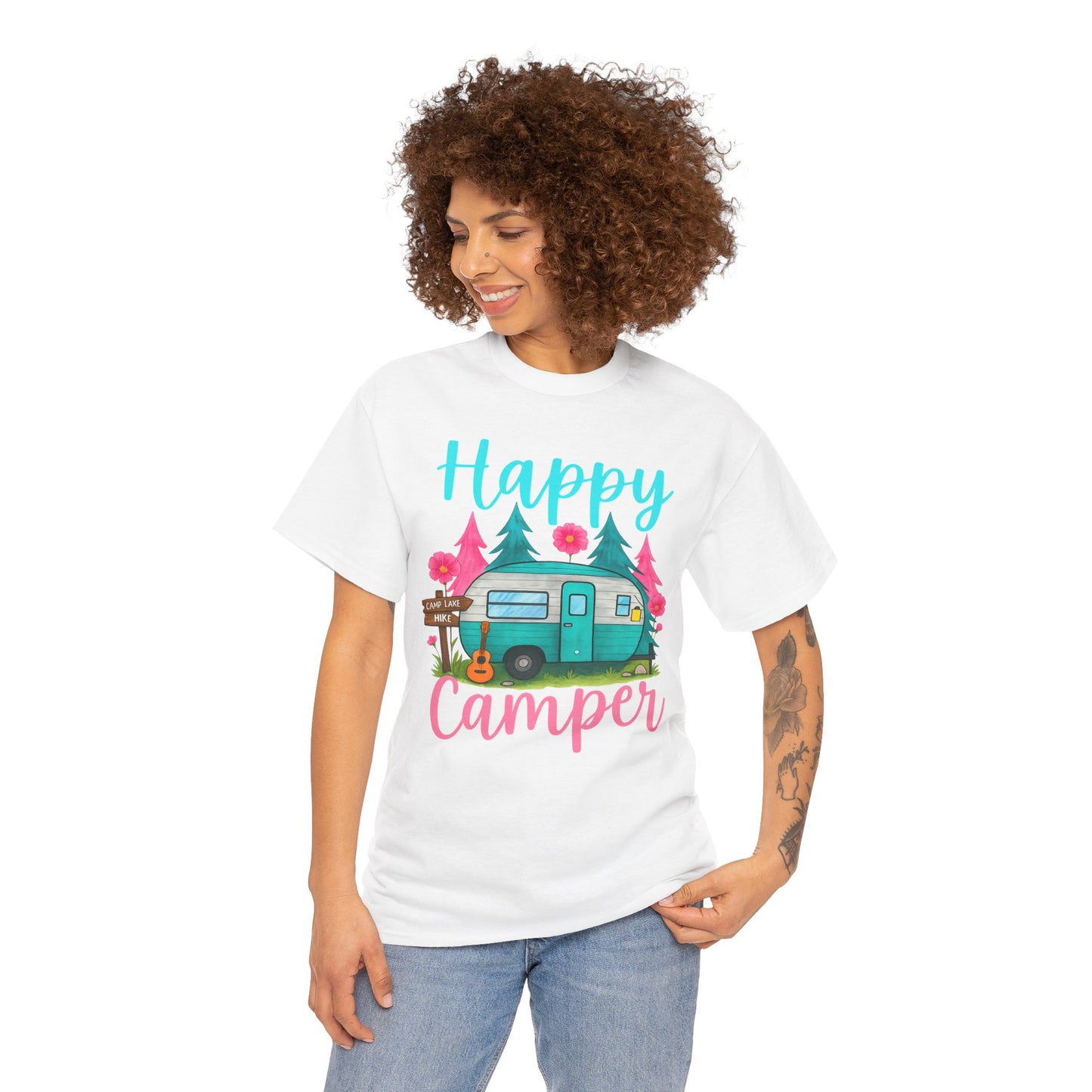 Happy Camper T‑Shirt – Cute Retro Trailer Camping Graphic Tee