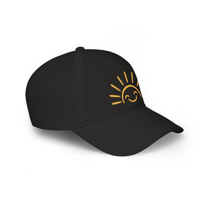 Smiling Sun Baseball Cap — Cheerful Embroidered Low Profile Hat