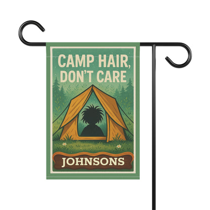 Garden Flag - "Camp Hair, Don't Care" Personalized Camping Yard Banner