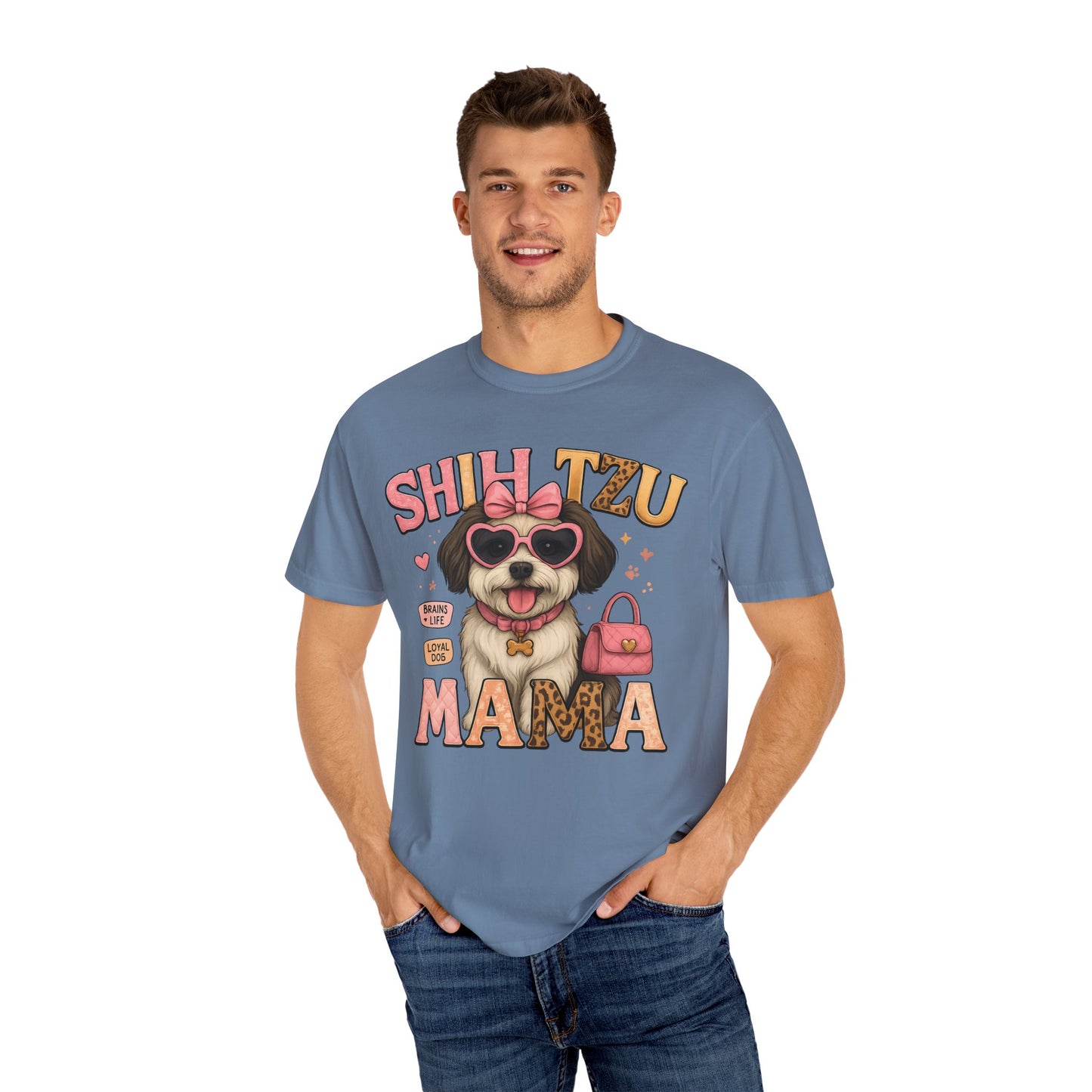 Shih Tzu Mama: Adorable Dog in Pink Sunglasses Comfort Colors