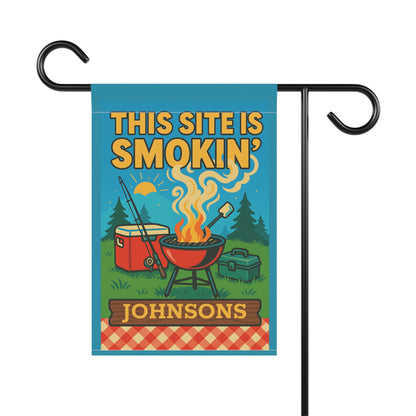 This Site Is Smokin' Garden Flag - Personalized BBQ Camping Yard Banner