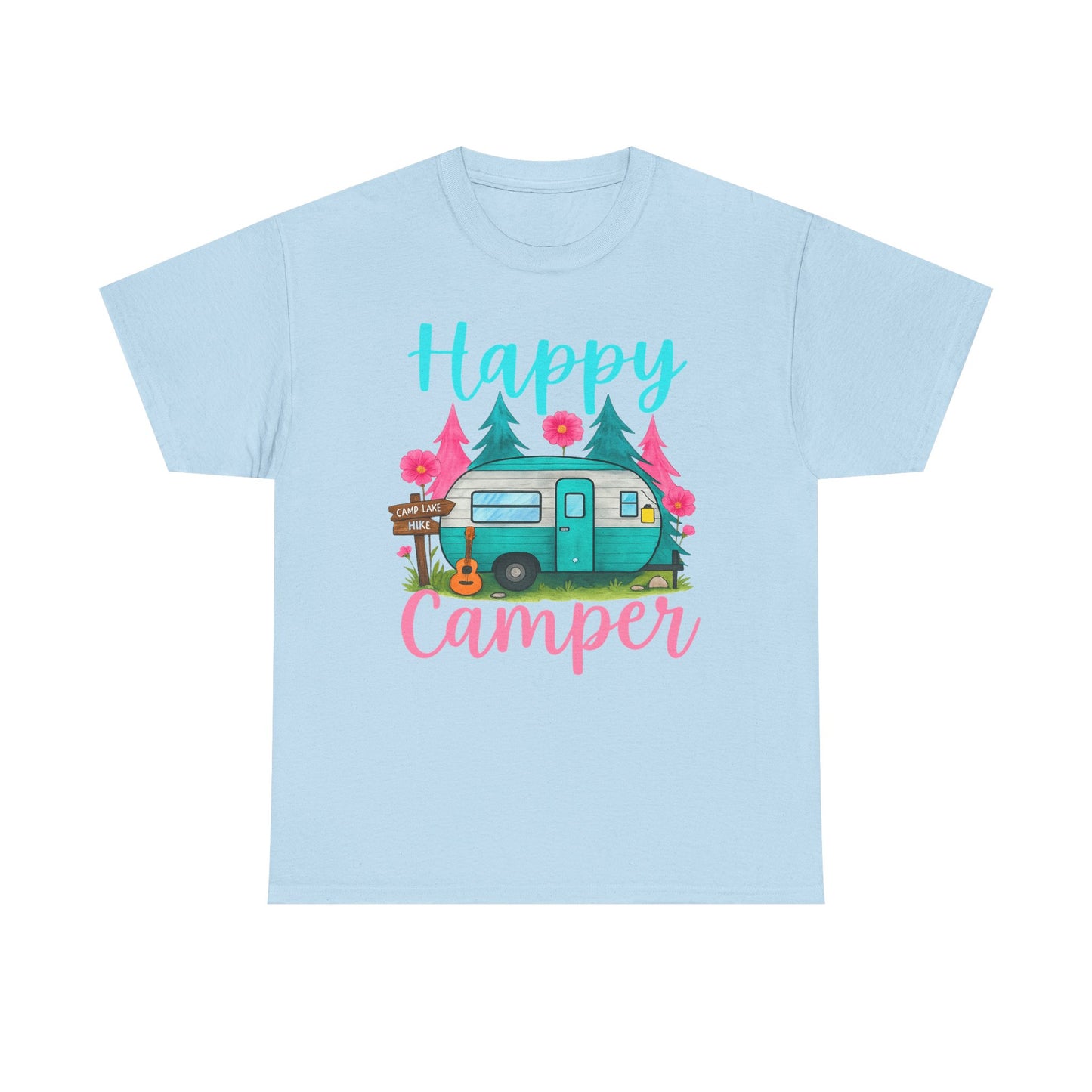 Happy Camper T‑Shirt – Cute Retro Trailer Camping Graphic Tee