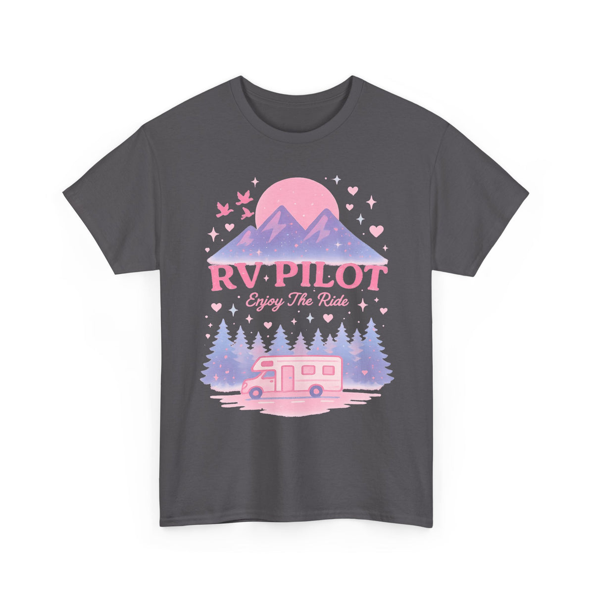 Moonlit RV Adventure: Pastel Pixel Camping Scene Funny Camping Tee