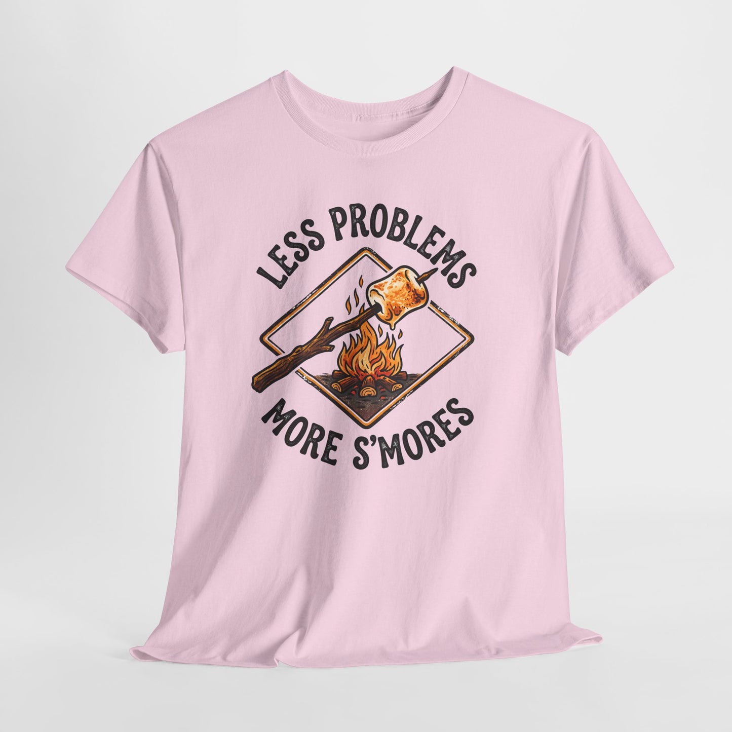 S'mores Camping T-Shirt - "Less Problems, More S'mores" Retro Campfire Tee
