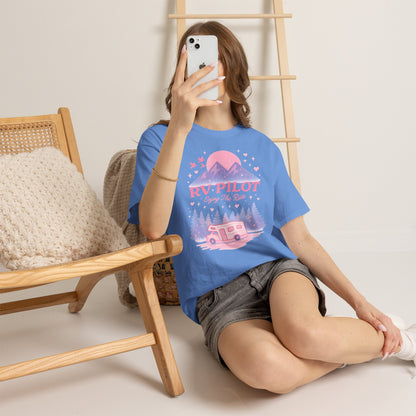 Moonlit RV Adventure: Pastel Pixel Camping Scene Funny Camping Tee