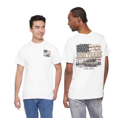 250 Years 1776–2026 American Flag RV T-Shirt