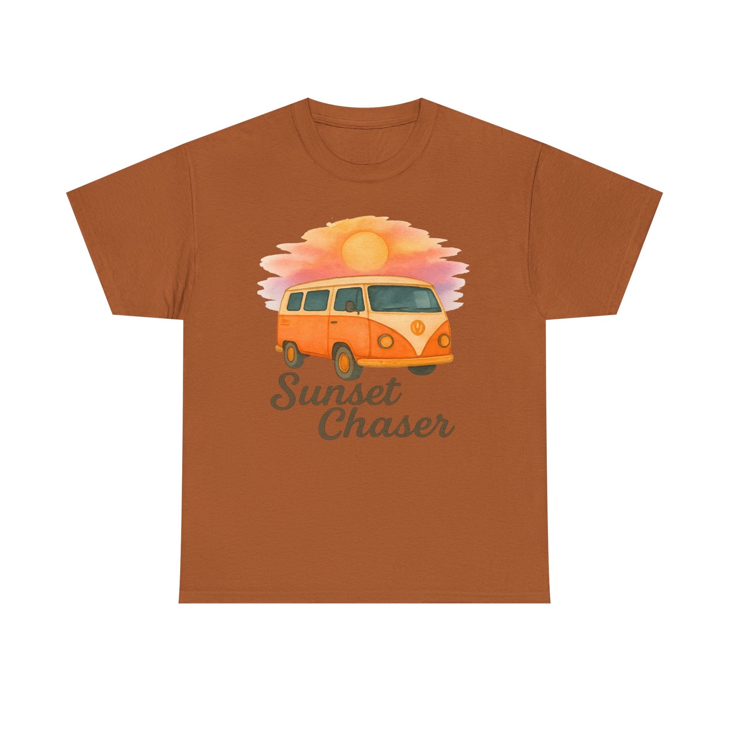 Sunset Chaser: Retro Bus Camping Gildan Tee
